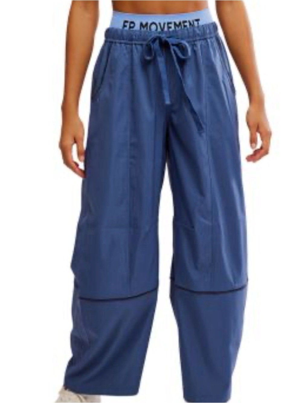 FP Movement by Free People Relaxed Wide-Leg Drawstring Pants in Denim Blue#185
